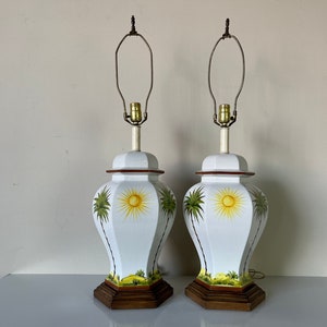 Palm Beach Hollywood Regency Ginger Jar Form Ceramic Table Lamps a Pair image 10