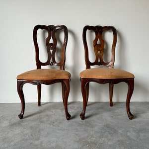 Vintage French Country Style Ribbon Back Dining Chairs A Pair image 1