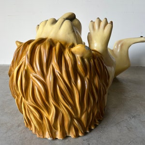 Sergio Bustamante Style Sculptural Art Handmade Paper Mache Lion Coffee Table Base image 6
