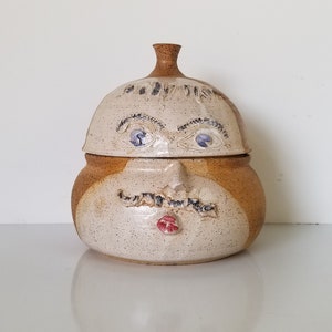 Mid-Century Art &quot; Face &quot; Shape Studio Pottery Vase, Signed