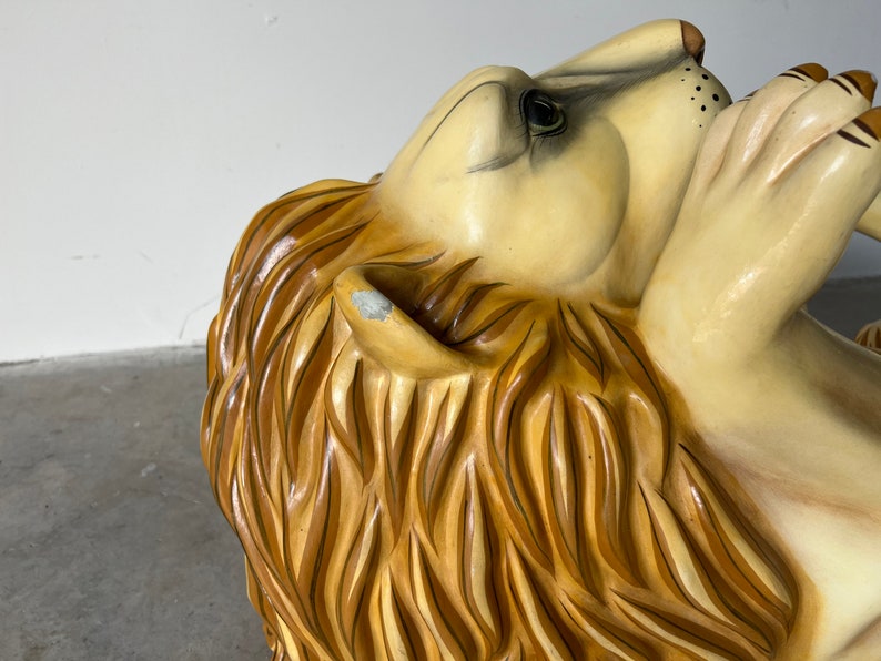 Sergio Bustamante Style Sculptural Art Handmade Paper Mache Lion Coffee Table Base image 9