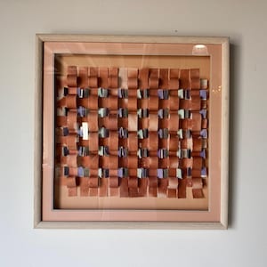 1980&#39;s Vintage Mixed Media Collage Paper Wall Art Painting- Framed