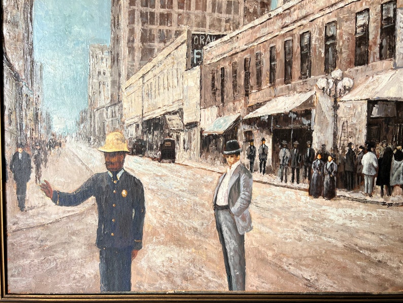 Vintage G. Neal Impressionist Streetscape Scene Oil on Canvas Painting image 7