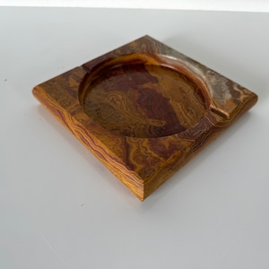 Vintage Carved  Marble Onyx Ashtray