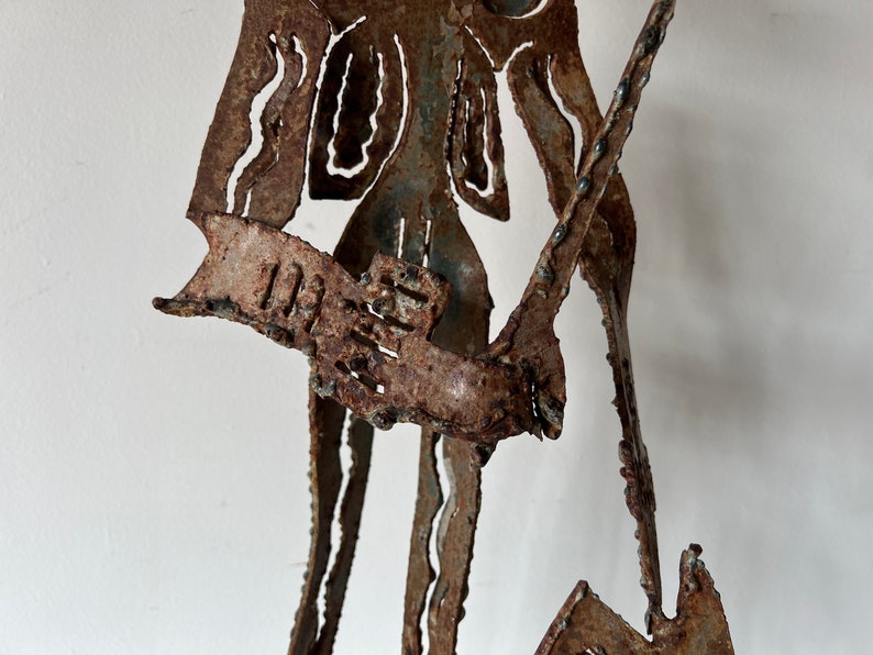 Vintage Hand Wrought Iron Brutalist Matador Sculpture image 7