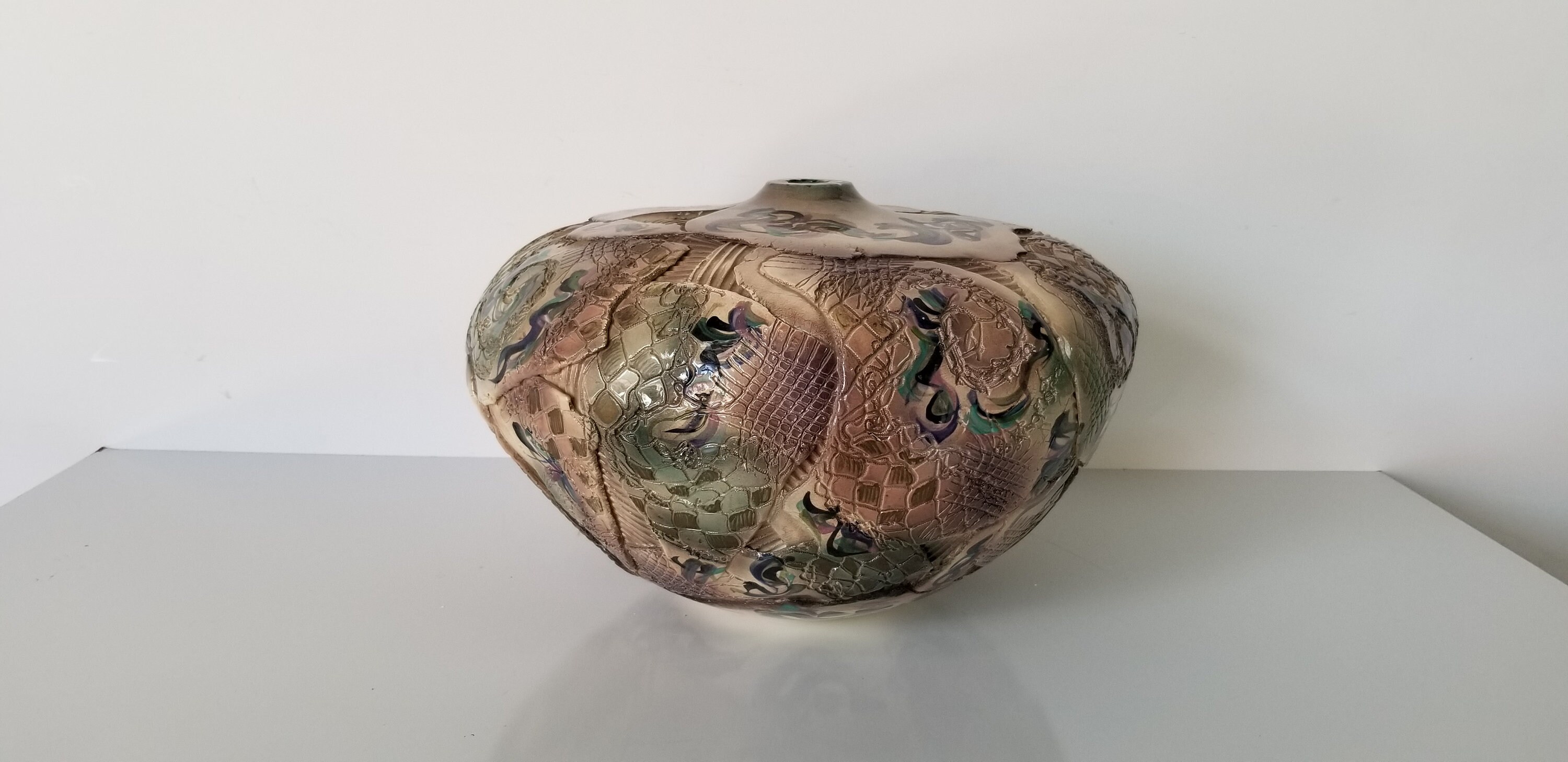 1980S Gail Markiewicz Brutalist Texture Art Patchwork Decorative Vase