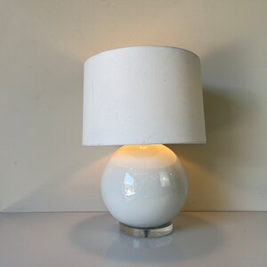 80's Postmodern Sphere Ball Shape Ceramic Table Lamp on Lucite Base image 2