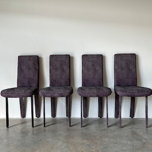 Postmodern Italian Design Upholstered Dining Chairs Set of 4 image 1