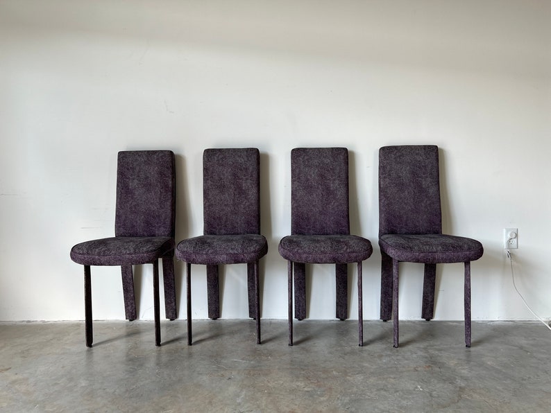 Postmodern Italian Design Upholstered Dining Chairs Set of 4 image 1