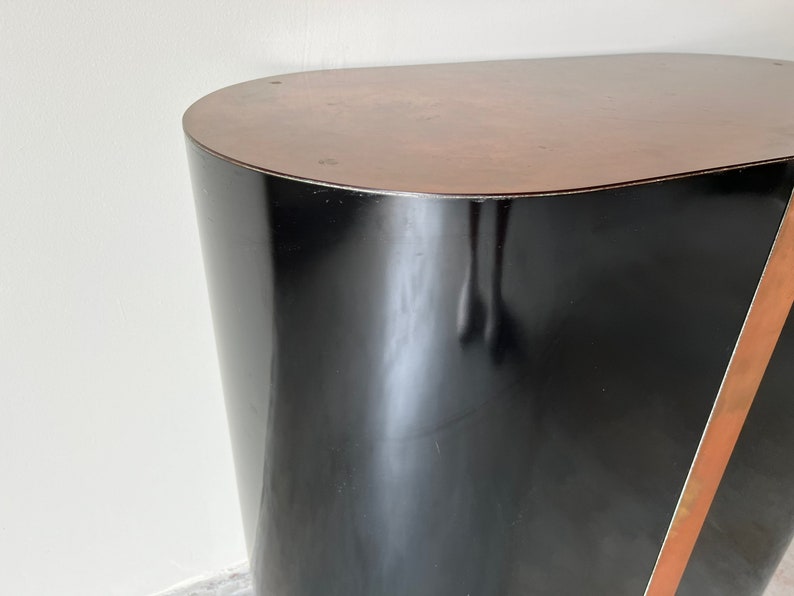 1980s Postmodern Black Laminate and Copper Dining / Console Table Base image 7