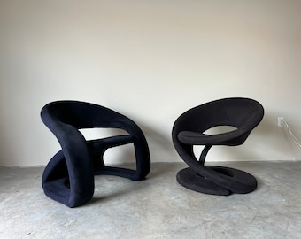 1980s Jaymar Postmodern Sculptural Lounge Chairs - a Pair.