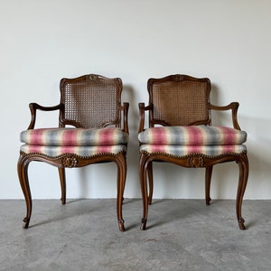 Louis XV Style French Country Arm Accent Dining Chairs A Pair image 1