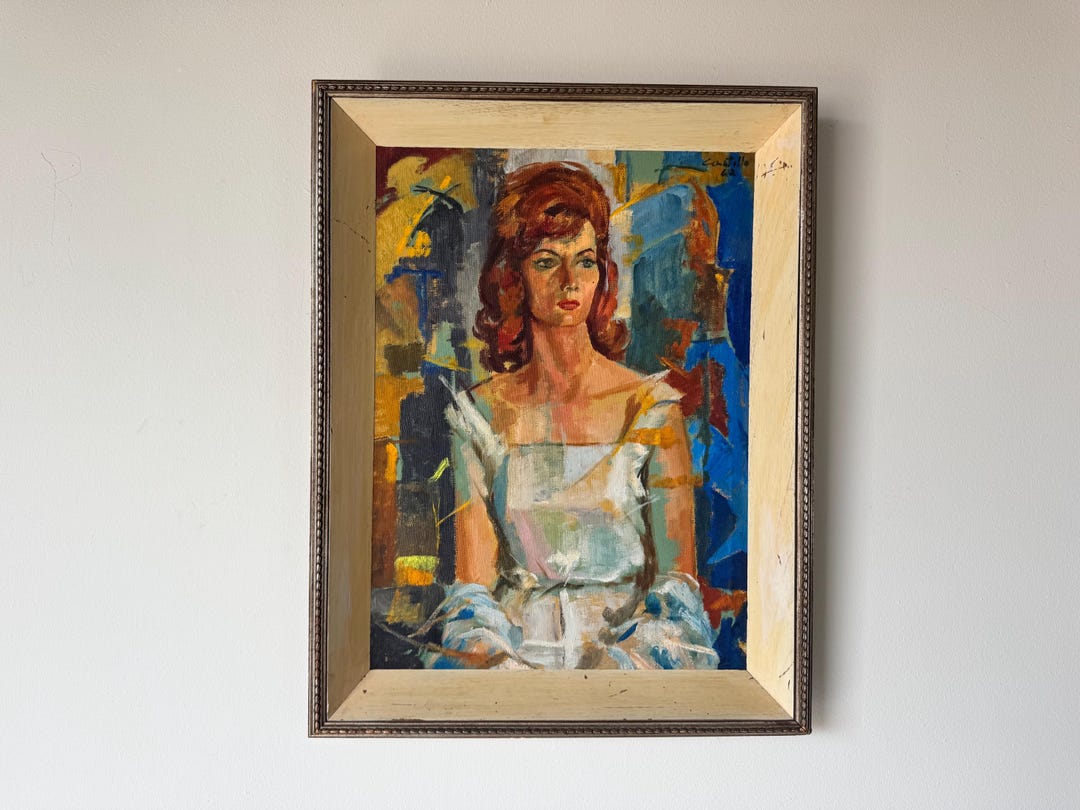 1962 Vintage Woman Portrait Oil Painting by Castillo - Etsy