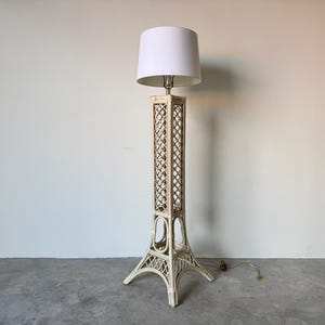 Vintage Eiffel Tower Paris Pencil Reed Rattan Floor Lamp
