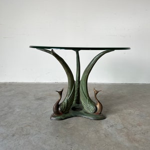Vintage Hollywood Regency Style Brass Peacock Side Table image 1