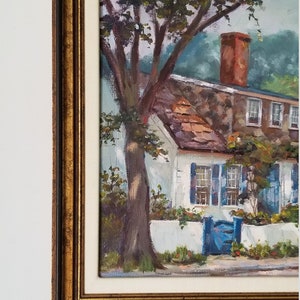 1970s Village Street Scene Oil Painting by Rogers, Framed. image 8