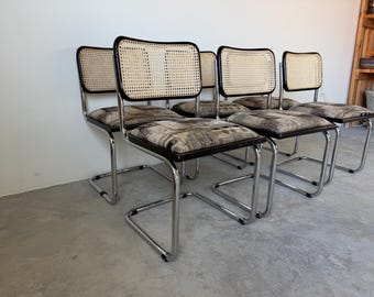 Vintage Italian Marcel Breuer-Style Cesca Chrome and Cane Dining Chairs – Set of 6