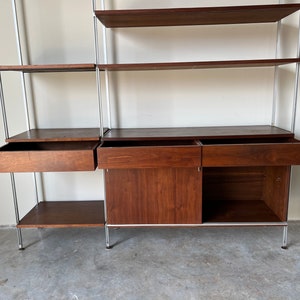 1960's George Nelson Walnut and Aluminum Shelving Wall Unit image 4