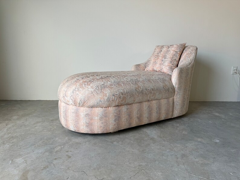 Vintage Hollywood Regency Style Upholstered Chaise Lounge image 1