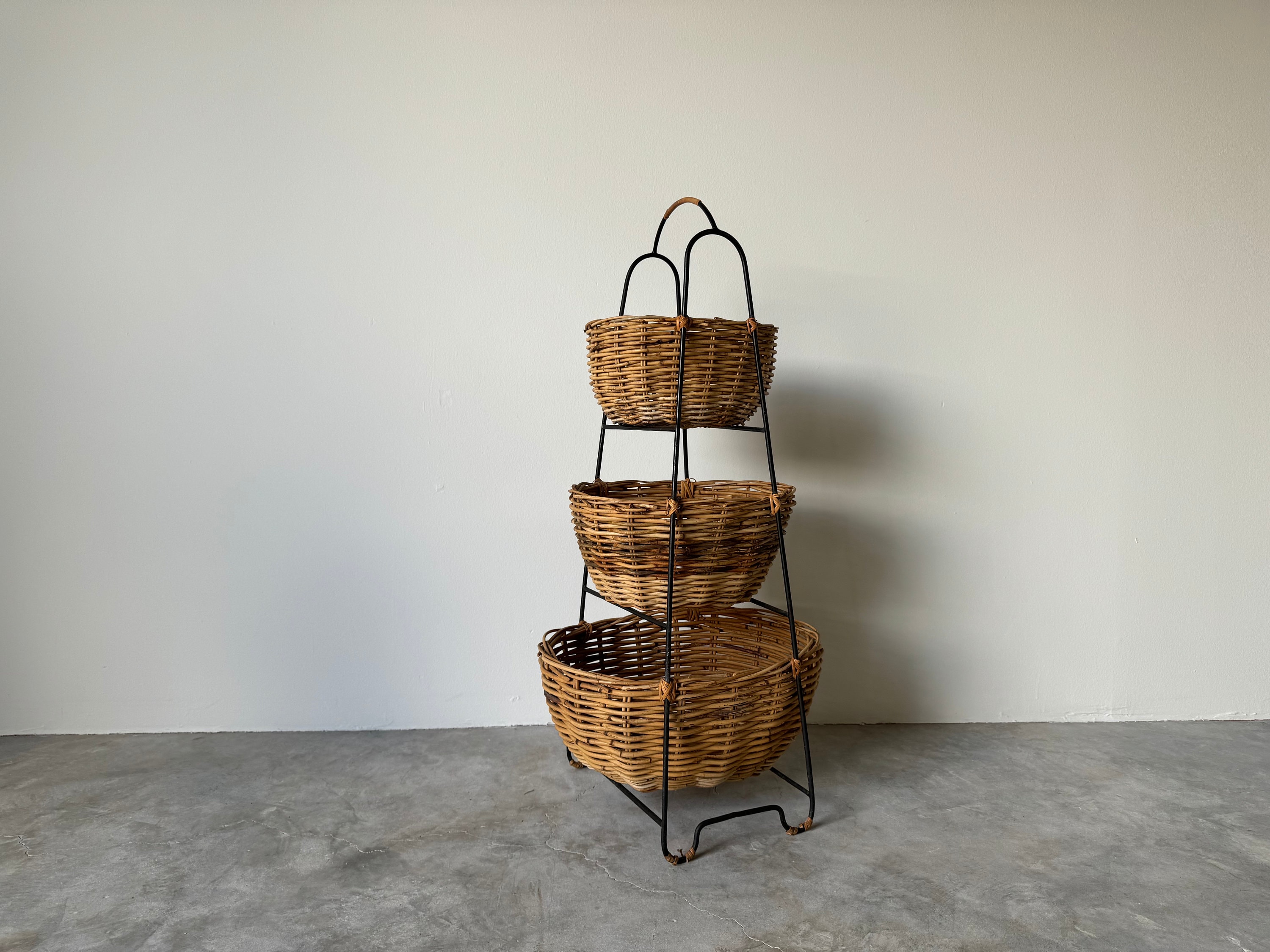 3 tier wicker basket stand discount