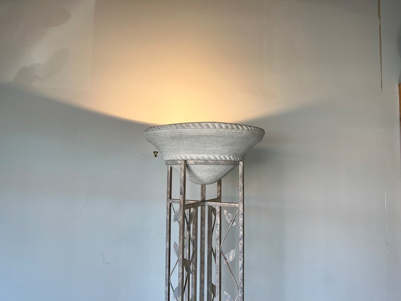 1980's Postmodern Style Sculptural Metal and Plaster Torchiere Floor Lamp image 4