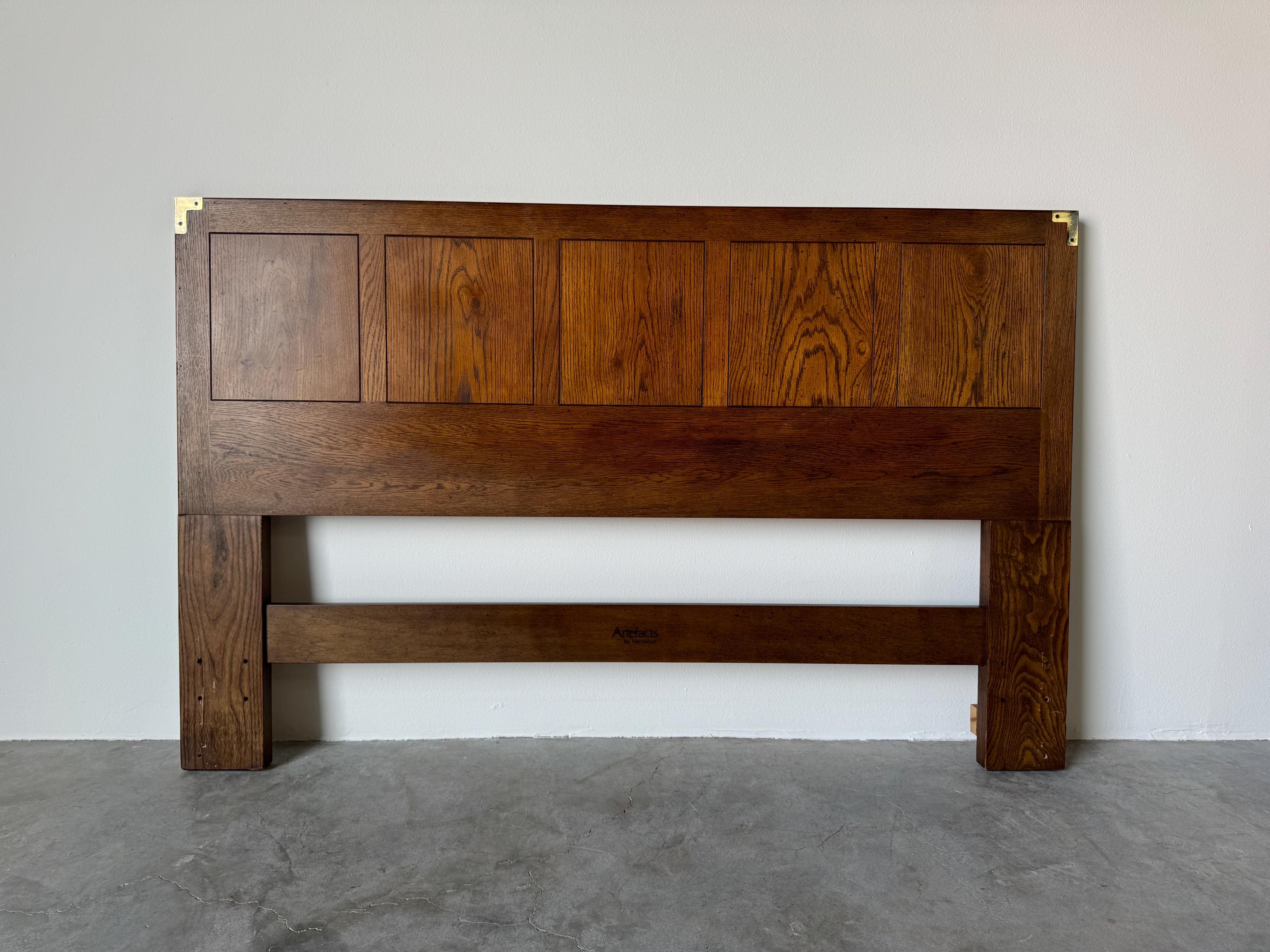 70 s Henredon artefacts Collection Campaign Style Oak Queen Size Headboard Etsy