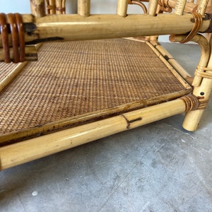 Vintage Coastal Palm Beach Bamboo & Rattan Hexagon Shape Coffee Table image 7