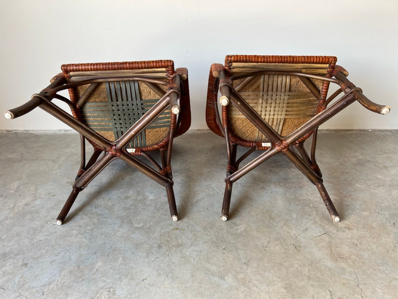 Bryan Ashley International Rattan and Leather Side Chairs a Pair image 10