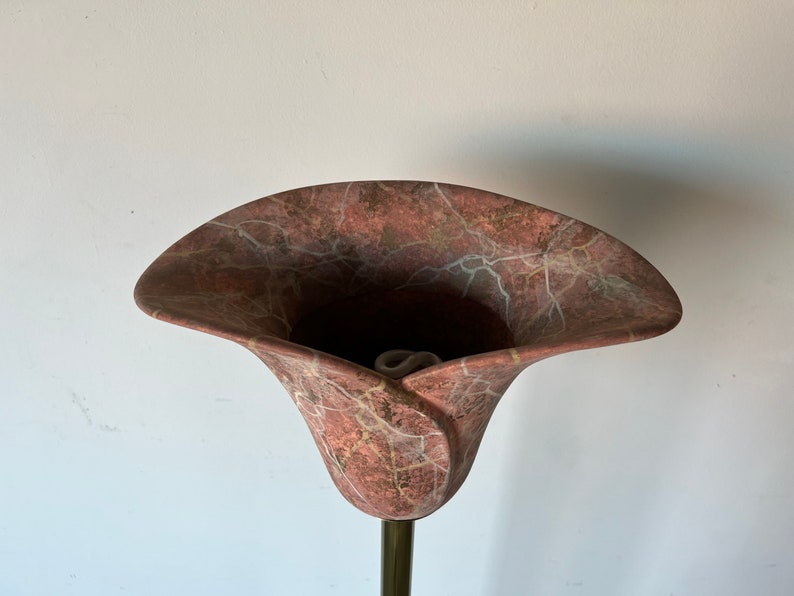 Vintage Sculptural Brass and Ceramic Shade Floor Lamp image 6