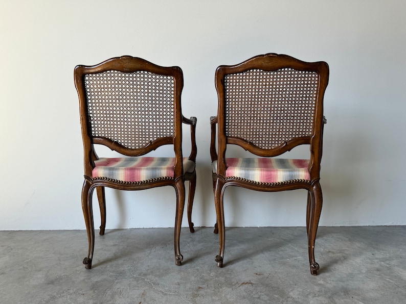 Louis XV Style French Country Arm Accent Dining Chairs A Pair image 4