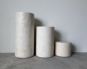 1980's Postmodern Plaster and Wood Pedestals - Set of 3