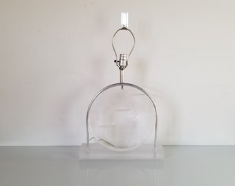 1970's Karl Springer Style French Lucite Table Lamp
