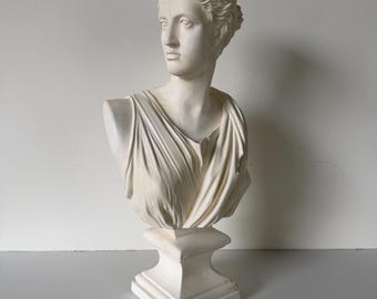 Vintage Neoclassical “Diana of Versailles”   Plaster Bust Sculpture