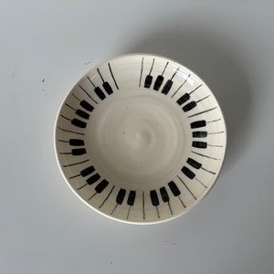 Vintage White and Black Ceramic Glazed Decorative Plate, Signed image 7