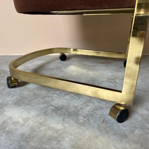 Milo Baughman for Design Institute of America Brass Desk / Club Chair With Casters image 3