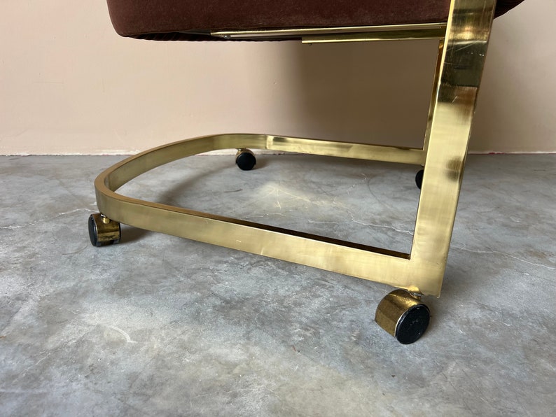 Milo Baughman for Design Institute of America Brass Desk / Club Chair With Casters image 3