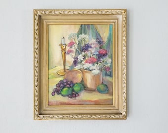 1970s Vintage Still Life Expressionist Abstract Oil Painting, Signed