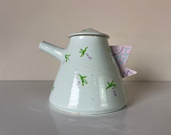 80's Postmodern Memphis - Style Ceramic Teapot Vase, Signed