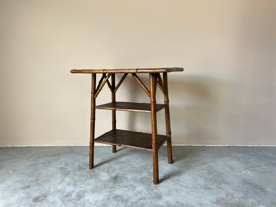 An English Rectangular Two Tier Bamboo Table An English Rectangular Two Tier Bamboo Table