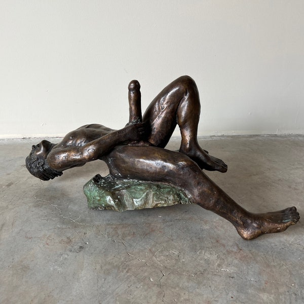 Vintage Erotic  Nude  Man Bronze Sculpture