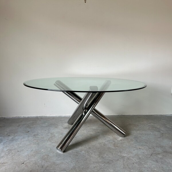 Steel and Glass Dining Table - Etsy