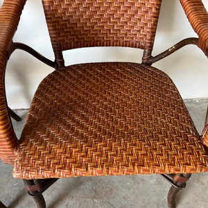 Bryan Ashley International Rattan and Leather Side Chairs a Pair image 3