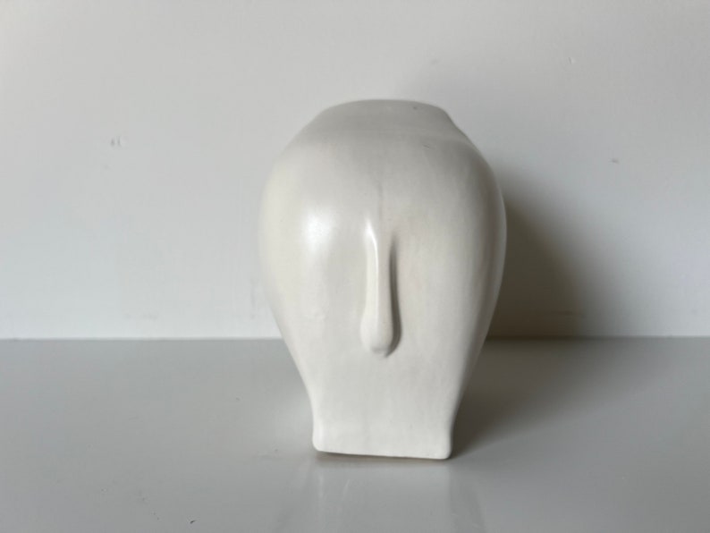 80's Modernist Azgla White Ceramic Minimalist Elephant Sculpture image 4