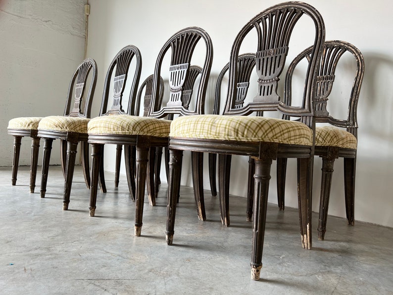 19th Century Antique French Louis XVI Balloon Backs Dining Chairs Set of 8 image 2