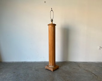 Hollywood Regency Carved Wood Column Floor Lamp