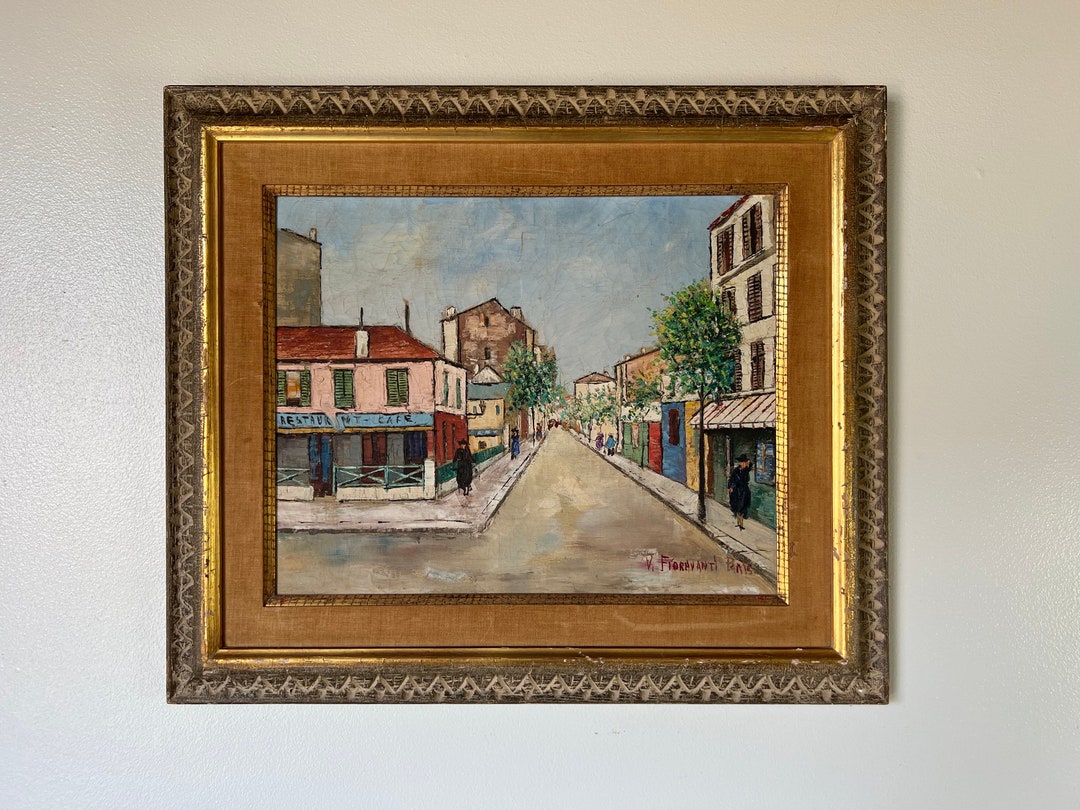 Vincenzo Fioravanti (italian, 20th C.) Paris Oil on Canvas Painting