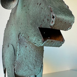 Vintage Brutalist Folk Art Metal Bull Sculpture image 5