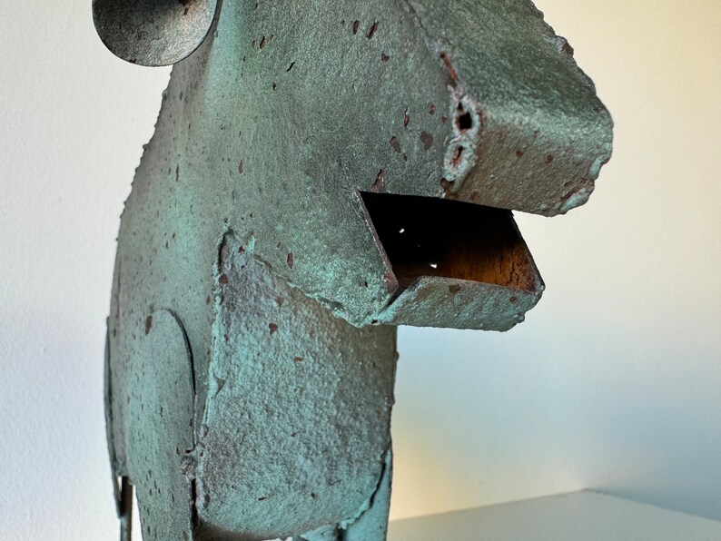 Vintage Brutalist Folk Art Metal Bull Sculpture image 5