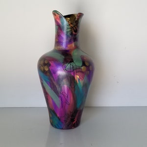 Vintage Abstract Hand Painted Ceramic Vase. image 1