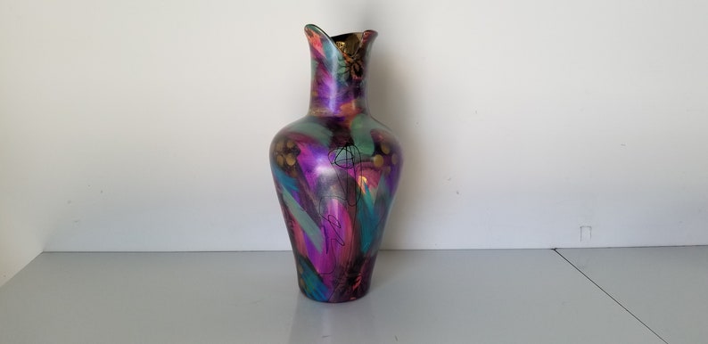 Vintage Abstract Hand Painted Ceramic Vase. image 1